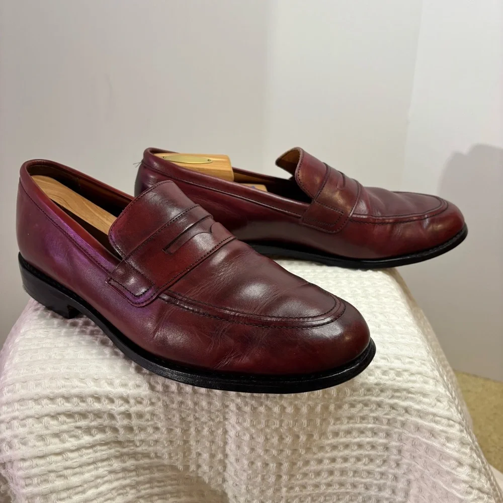 Allen Edmonds Ascher Penny Loafers Burgundy Oxblood Leather USA Made Men’s 10D